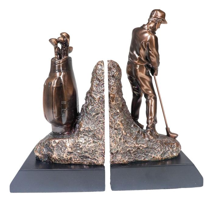 Ebros Gift Ebros Professional Golfer And Golf Caddy Bag Bookends Set Statue 8.75"Tall