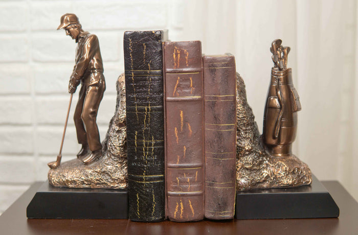 ebros gift Ebros Professional Golfer And Golf Caddy Bag Bookends Set Statue 8.75"Tall