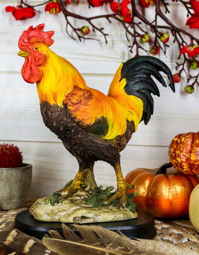 ebros gift Ebros Proud Country Chicken Rooster Statue with Base 7.5" Tall Resin Sculpture in Vivid Colors