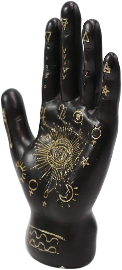 Ebros Gift Ebros Psychic Fortune Teller Chirology Palmistry Hand Palm Figurine (Black)