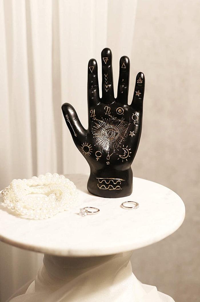 ebros gift Ebros Psychic Fortune Teller Chirology Palmistry Hand Palm Figurine (Black)