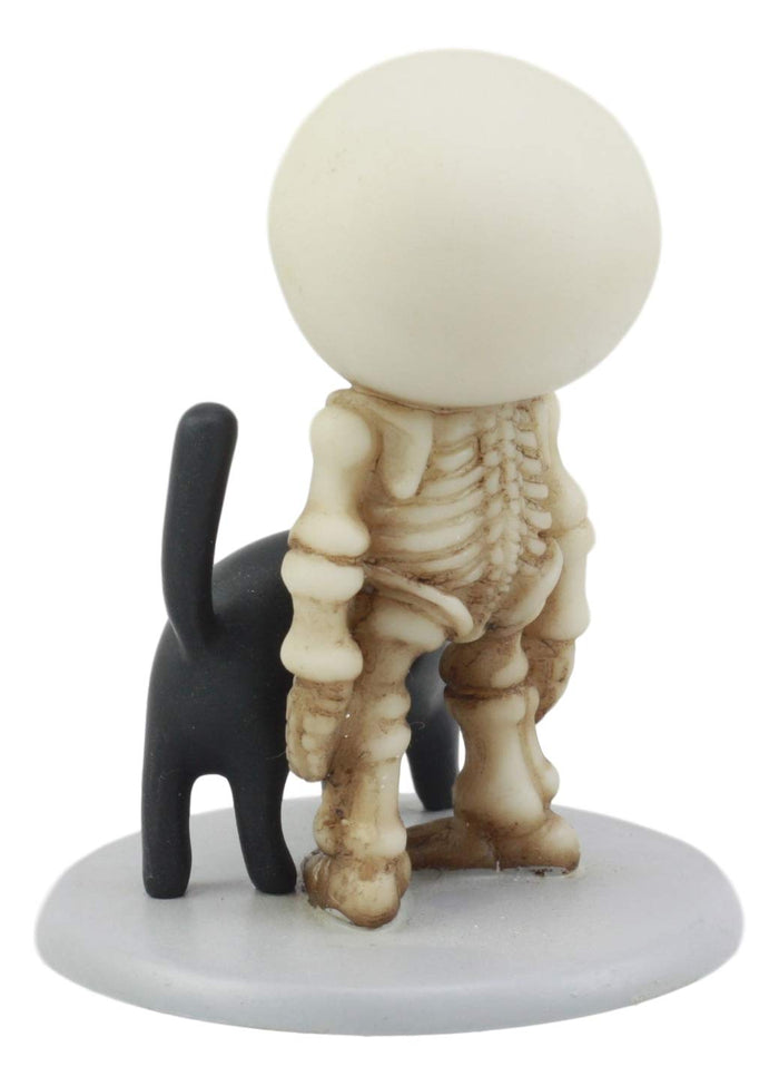 Ebros Gift Ebros Psychic Lucky The Skeleton Boy Meets A Black Cat Figurine 3.25" Tall The Witching Hour