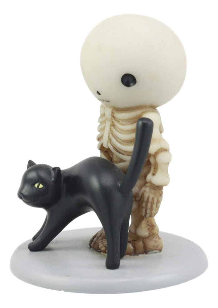 Ebros Gift Ebros Psychic Lucky The Skeleton Boy Meets A Black Cat Figurine 3.25" Tall The Witching Hour