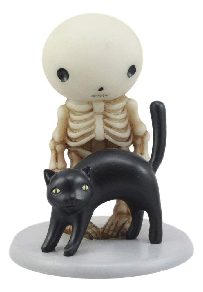 Ebros Gift Ebros Psychic Lucky The Skeleton Boy Meets A Black Cat Figurine 3.25" Tall The Witching Hour