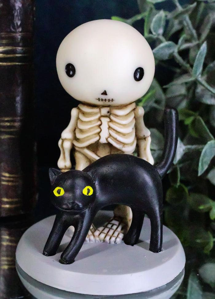 ebros gift Ebros Psychic Lucky The Skeleton Boy Meets a Black Cat Figurine 3.25" Tall The Witching Hour