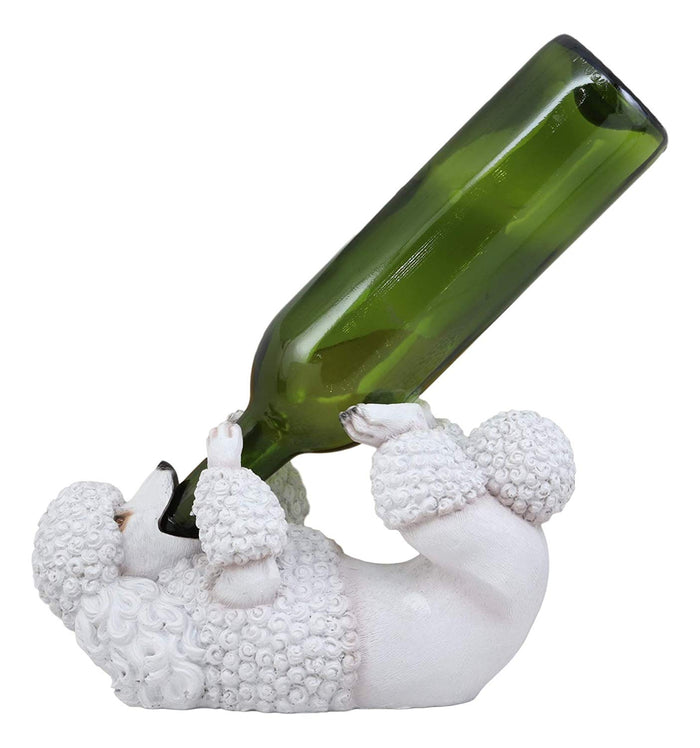 Ebros Gift Ebros Purebreed Pedigree Canine White Poodle Dog Wine Bottle Holder Figurine