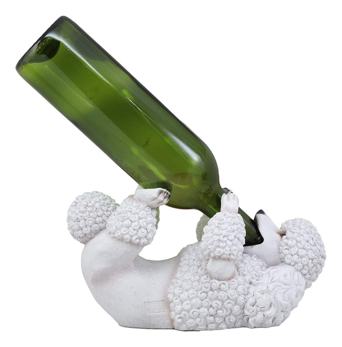 Ebros Gift Ebros Purebreed Pedigree Canine White Poodle Dog Wine Bottle Holder Figurine