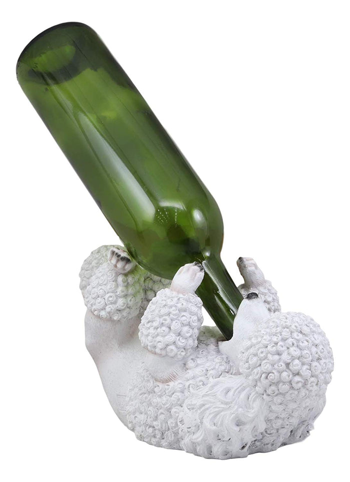 Ebros Gift Ebros Purebreed Pedigree Canine White Poodle Dog Wine Bottle Holder Figurine