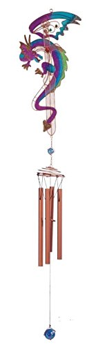 Ebros Gift Ebros Purple & Blue Dragon Gem Copper Tube Wind Chime 42"