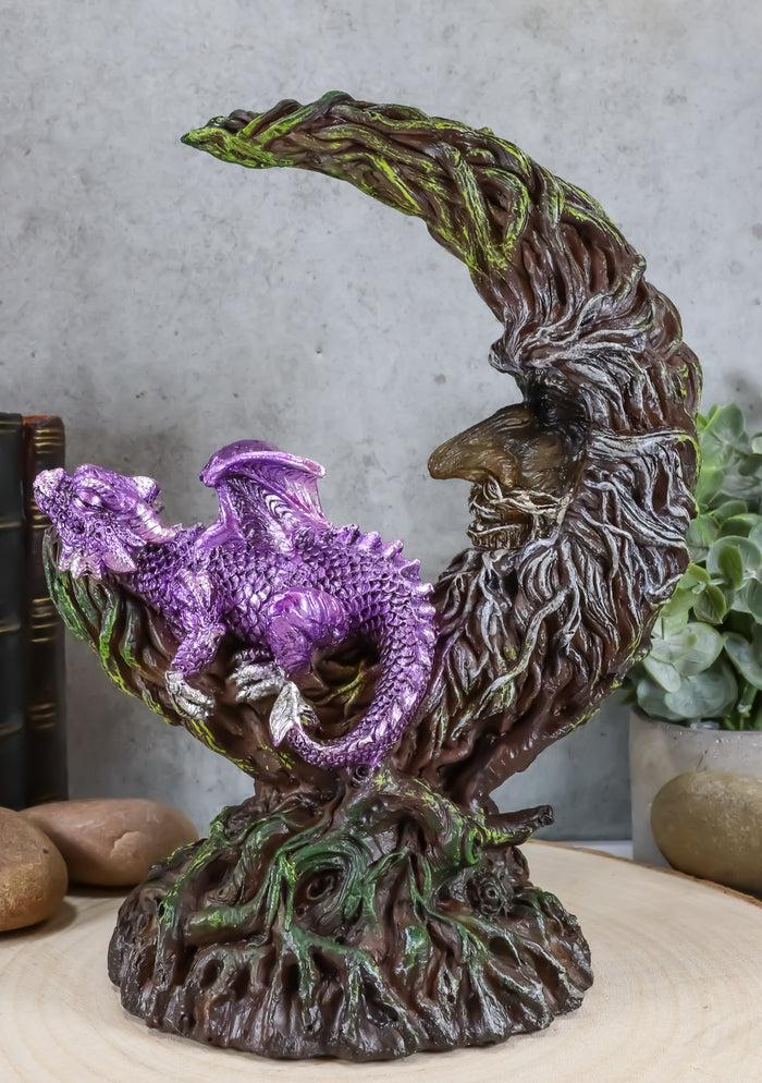 Ebros Gift Ebros Purple Dream Dragon Nestling In Greenman Crescent Moon LED Figurine