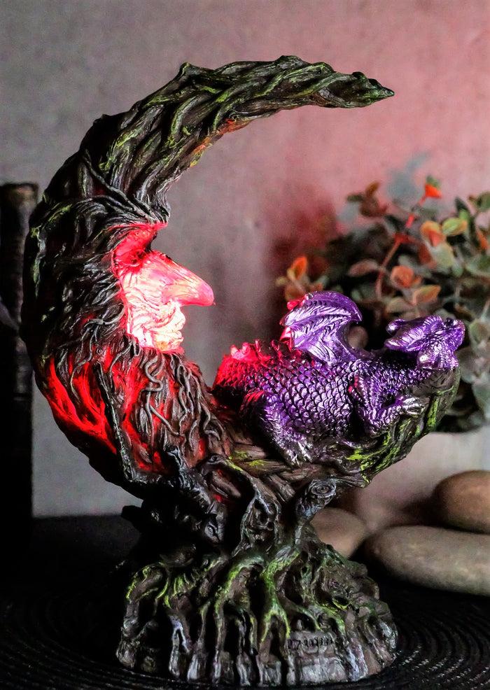 Ebros Gift Ebros Purple Dream Dragon Nestling In Greenman Crescent Moon LED Figurine