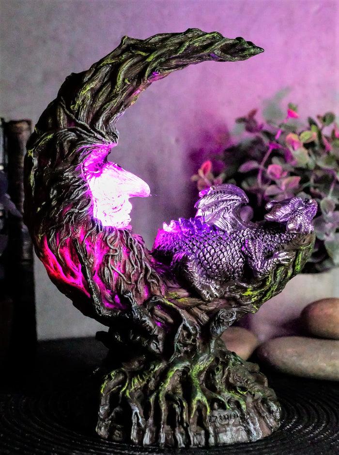 ebros gift Ebros Purple Dream Dragon Nestling in Greenman Crescent Moon LED Figurine