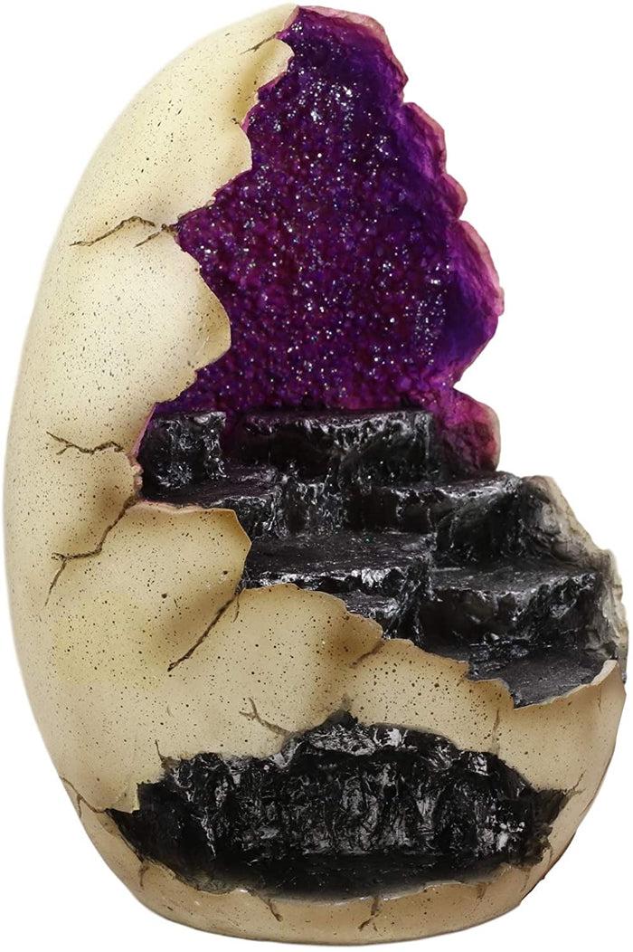 Ebros Gift Ebros Purple Geode Dragon Egg With Rocky Steps And LED Light Miniature Display