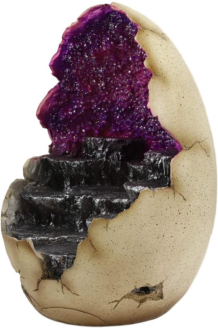 Ebros Gift Ebros Purple Geode Dragon Egg With Rocky Steps And LED Light Miniature Display