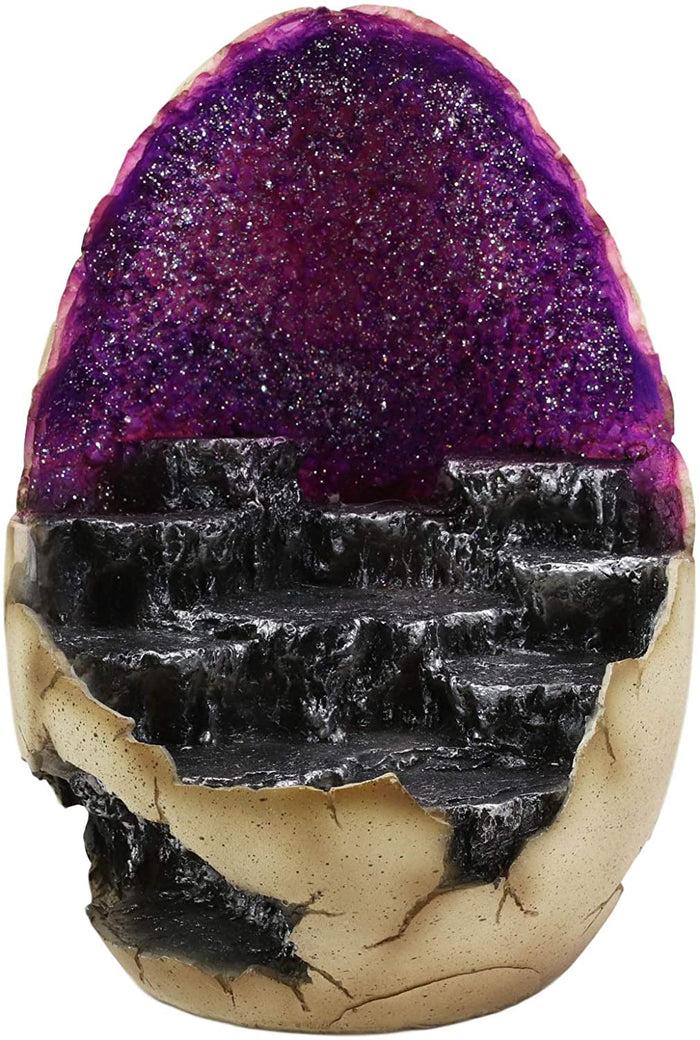 ebros gift Ebros Purple Geode Dragon Egg with Rocky Steps and LED Light Miniature Display