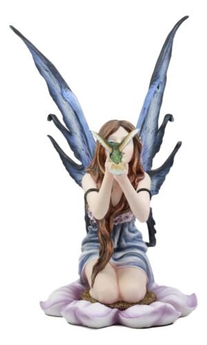 Ebros Gift Ebros Purple Lavender Flower Fairy With Hummingbird Figurine 14.25" Tall Fairy Garden Decor Resin Statue