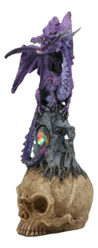 Ebros Gift Ebros Purple Midnight Dragon Perching On Cranium Alien Skull W/ Gemstone Statue