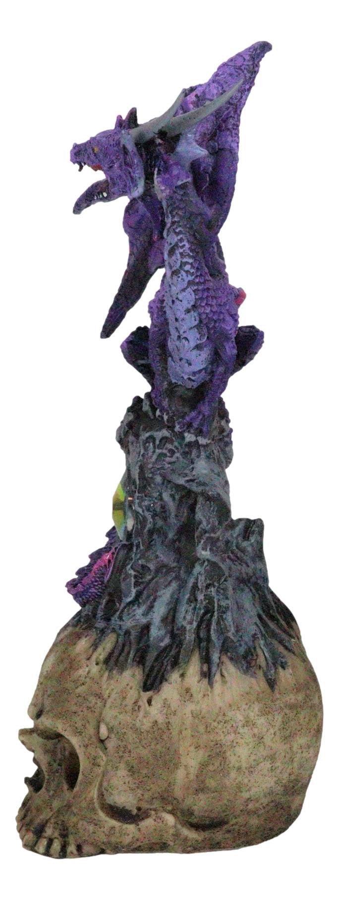 Ebros Gift Ebros Purple Midnight Dragon Perching On Cranium Alien Skull W/ Gemstone Statue