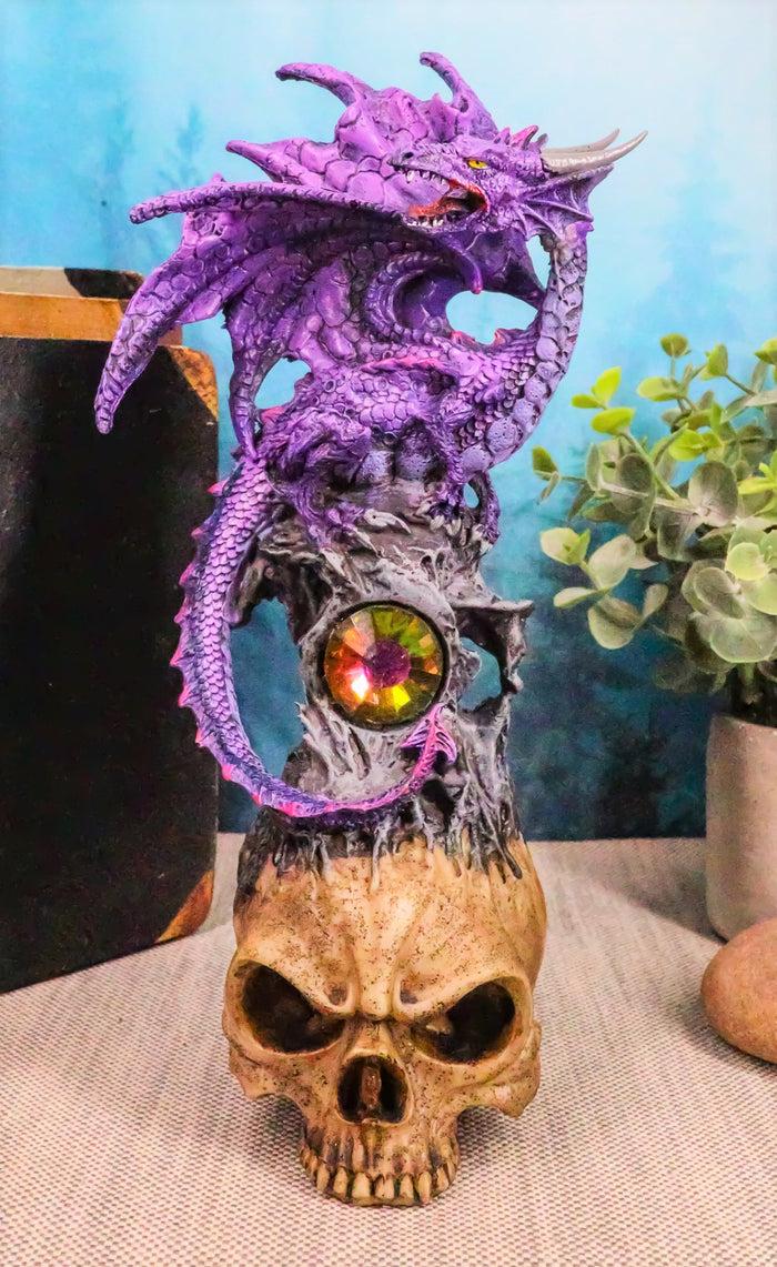 ebros gift Ebros Purple Midnight Dragon Perching On Cranium Alien Skull W/ Gemstone Statue