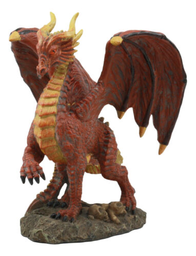 ebros gift Ebros Quetzalcoatl Bone Scavenger Red Muscle Dragon Statue 8" Tall Home Decor Resin