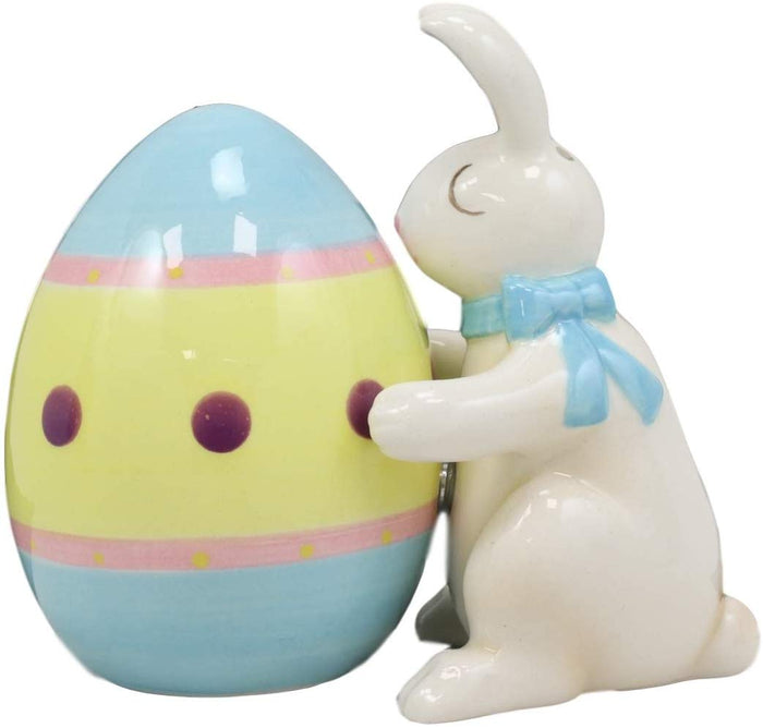 Ebros Gift Ebros Rabbit Kissing Giant Egg Salt And Pepper Shakers Magnetic Figurine Set