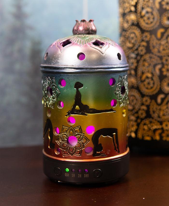 ebros gift Ebros Rainbow 7 Chakra Colors Lotus Mandala Yoga Essential Oil Diffuser Aromatherapy