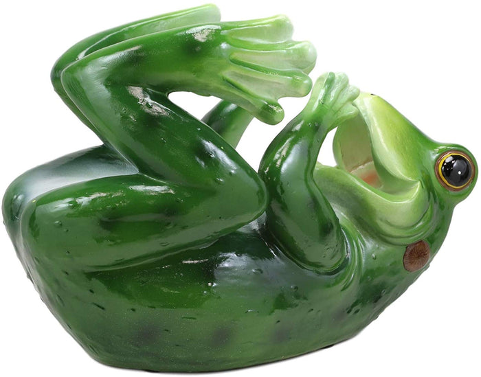 Ebros Gift Ebros Rainforest Green Tree Frog Wine Bottle Holder Caddy Figurine 10.25" Long
