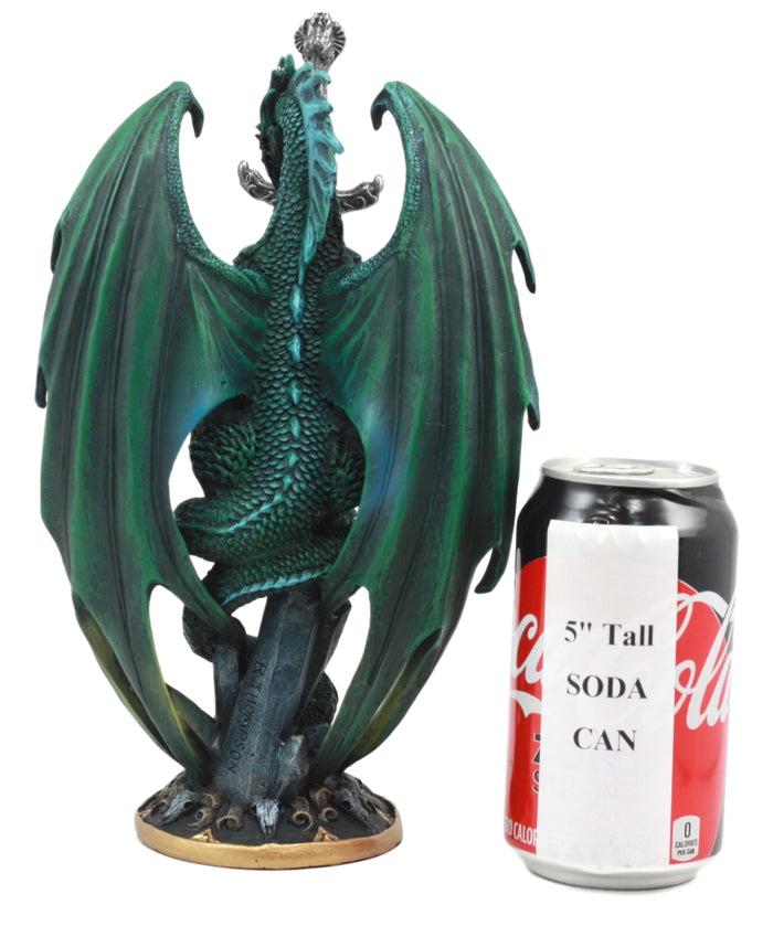 Ebros Gift Ebros Ram Skull Blade Ruth Thompson Green Dragon Statue With Dragon Letter Opener Blade 10" Tall Dragon Blade Series Collection Mythical Fantasy Decor Sculpture