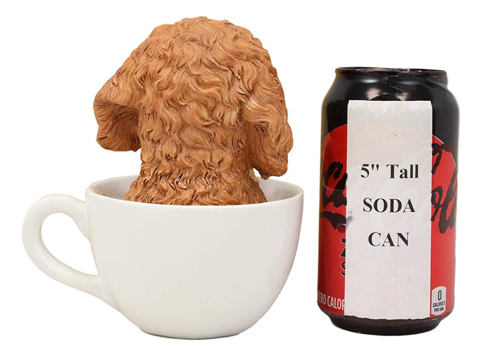 Ebros Gift Ebros Realistic Adorable Brown Poodle Dog Teacup Statue 5.75"H