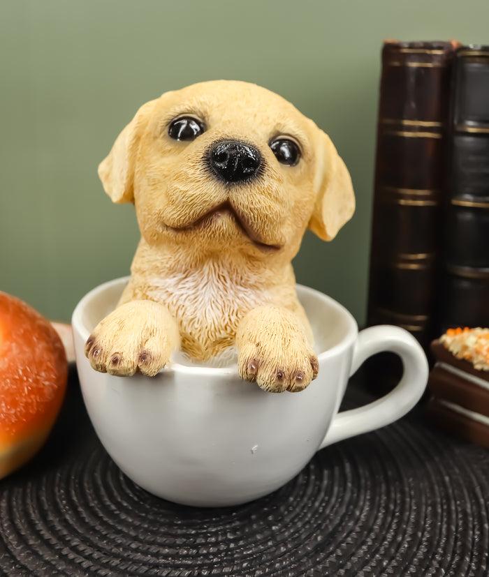 ebros gift Ebros Realistic Adorable Golden Labrador Puppy in Teacup Statue 6"H