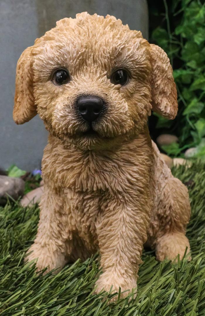 ebros gift Ebros Realistic Adorable Sitting Golden Labradoodle Puppy Statue 6.5" H