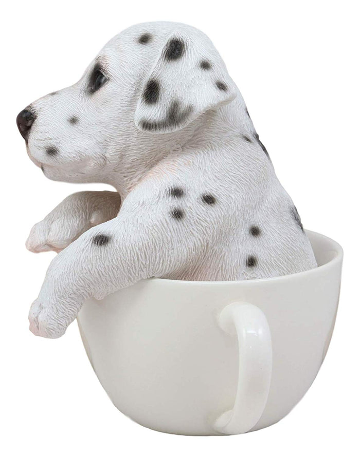 Ebros Gift Ebros Realistic Adorable Spotted Dalmatian Puppy Dog In Teacup Statue 6" Tall Pet Pal