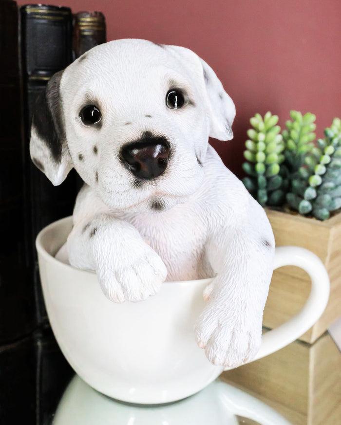 ebros gift Ebros Realistic Adorable Spotted Dalmatian Puppy Dog in Teacup Statue 6" Tall Pet Pal