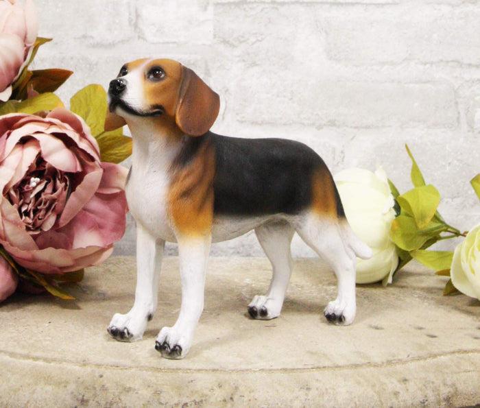 ebros gift Ebros Realistic Adorable Tri Color Beagle Dog Figurine 7.75" Long Beagles Puppy Dogs Pet Memorial Collectible Decor Statue with Glass Eyes