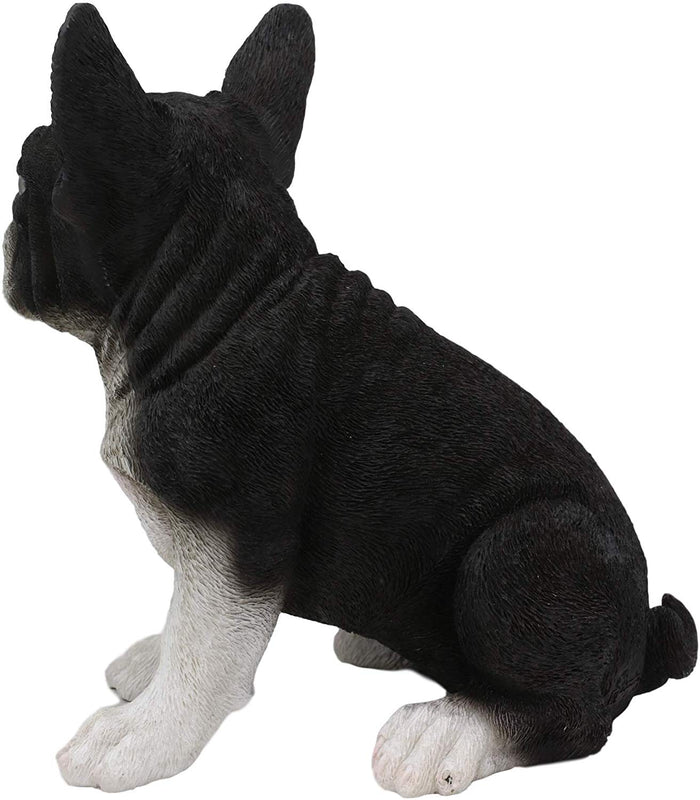 Ebros Gift Ebros Realistic Black French Bulldog Puppy Dog With Glass Eyes Statue 7" Tall