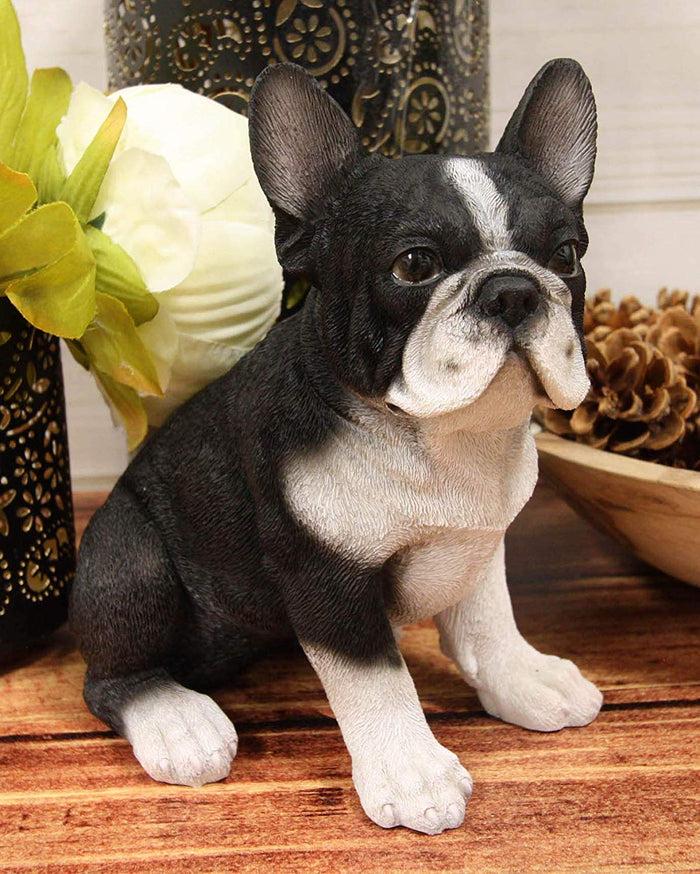 Ebros Gift Ebros Realistic Black French Bulldog Puppy Dog With Glass Eyes Statue 7" Tall