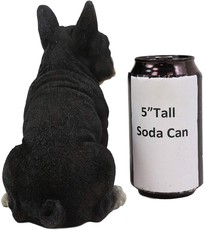 Ebros Gift Ebros Realistic Black French Bulldog Puppy Dog With Glass Eyes Statue 7" Tall