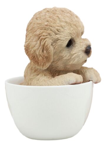 Ebros Gift Ebros Realistic Brown Poodle Puppy Teacup Statue Pet Pal Dog Figurine With Glass Eyes