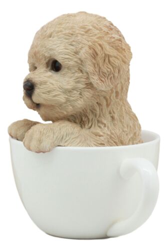 Ebros Gift Ebros Realistic Brown Poodle Puppy Teacup Statue Pet Pal Dog Figurine With Glass Eyes