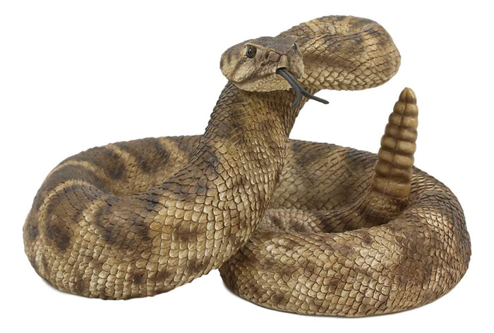 Ebros Gift Ebros Realistic Diamondback Rattlesnake Hand Painted Taxidermy Statue 8.25"Long