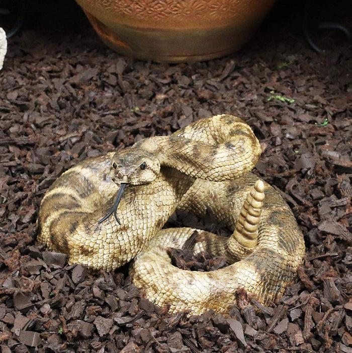 ebros gift Ebros Realistic Diamondback Rattlesnake Hand Painted Taxidermy Statue 8.25"Long