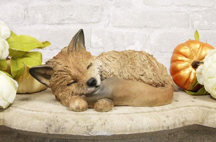 Ebros Gift Ebros Realistic Faux Driftwood Finish Design Baby Fox Cub Sleeping Resin Statue 10" Long Crafty Animal Foxes Decor Figurine Rustic Outdoors Western Decorative Sculpture