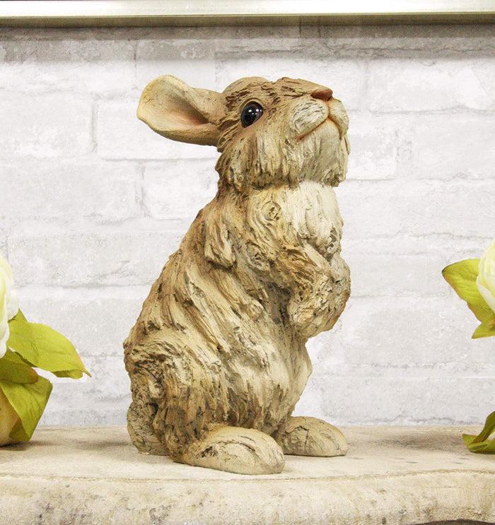 ebros gift Ebros Realistic Faux Driftwood Finish Design Standing Bunny Rabbit Resin Statue 9.75"H