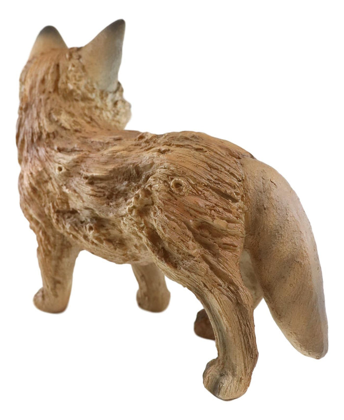 Ebros Gift Ebros Realistic Faux Driftwood Finish Snooping Baby Fox Cub Resin Statue 10.5" L