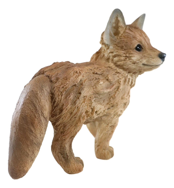 Ebros Gift Ebros Realistic Faux Driftwood Finish Snooping Baby Fox Cub Resin Statue 10.5" L