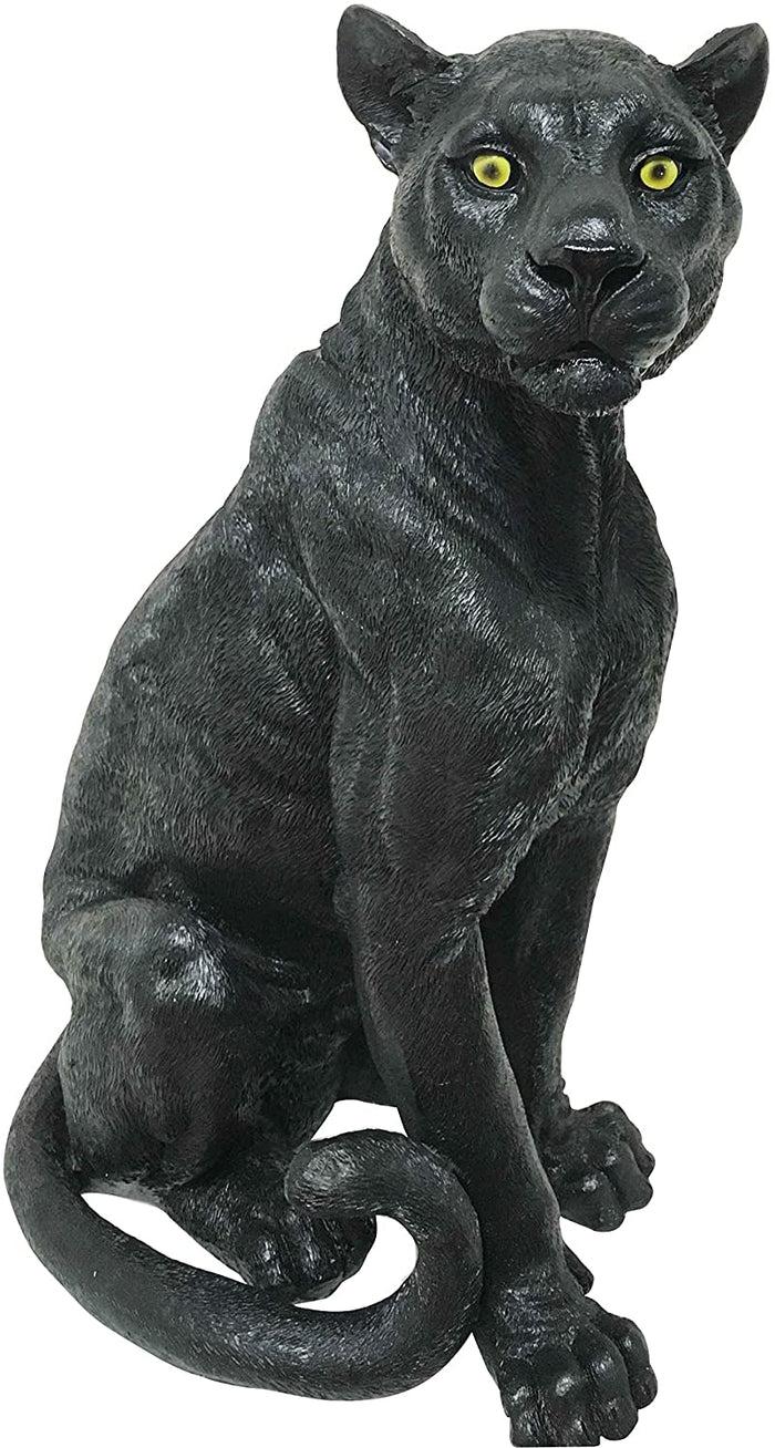 Ebros Gift Ebros Realistic Large Black Ghost Panther Jaguar Hunter 20"H Garden Lawn Patio Statue