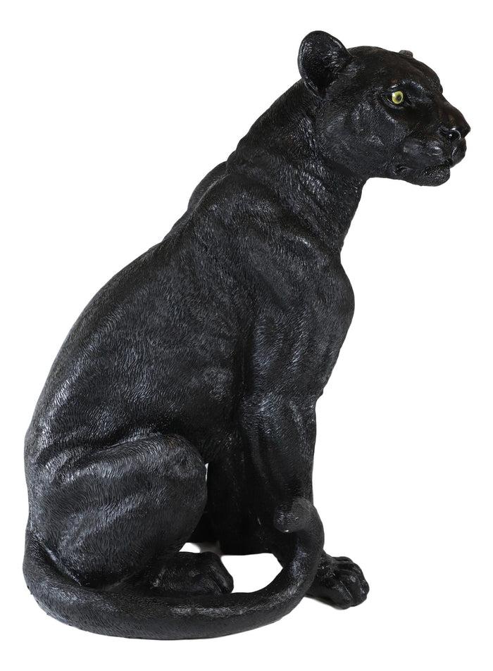 Ebros Gift Ebros Realistic Large Black Ghost Panther Jaguar Hunter 20"H Garden Lawn Patio Statue