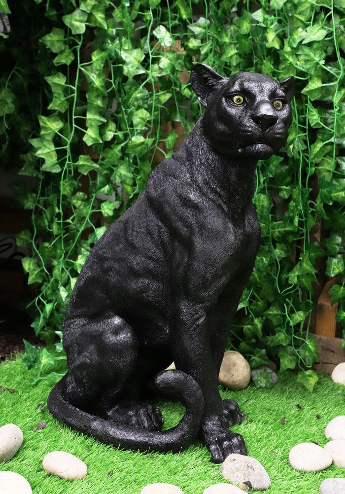 ebros gift Ebros Realistic Large Black Ghost Panther Jaguar Hunter 20"H Garden Lawn Patio Statue