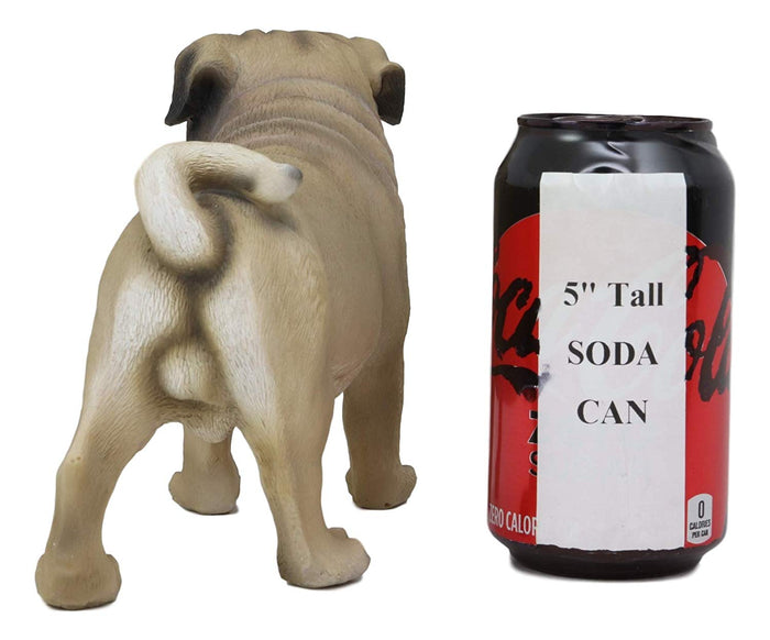 Ebros Gift Ebros Realistic Lifelike Adorable Fawn Pug Dog Statue 7.75" L Figurine With Glass Eyes