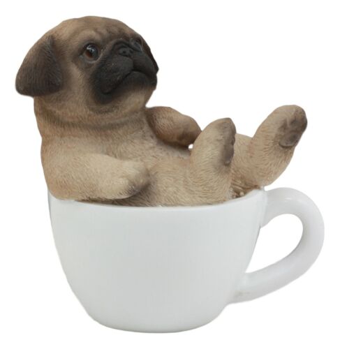 Ebros Gift Ebros Realistic Mini Adorable Pug Dog Teacup Statue 3"H Pet Pal Dog Breed Figurine